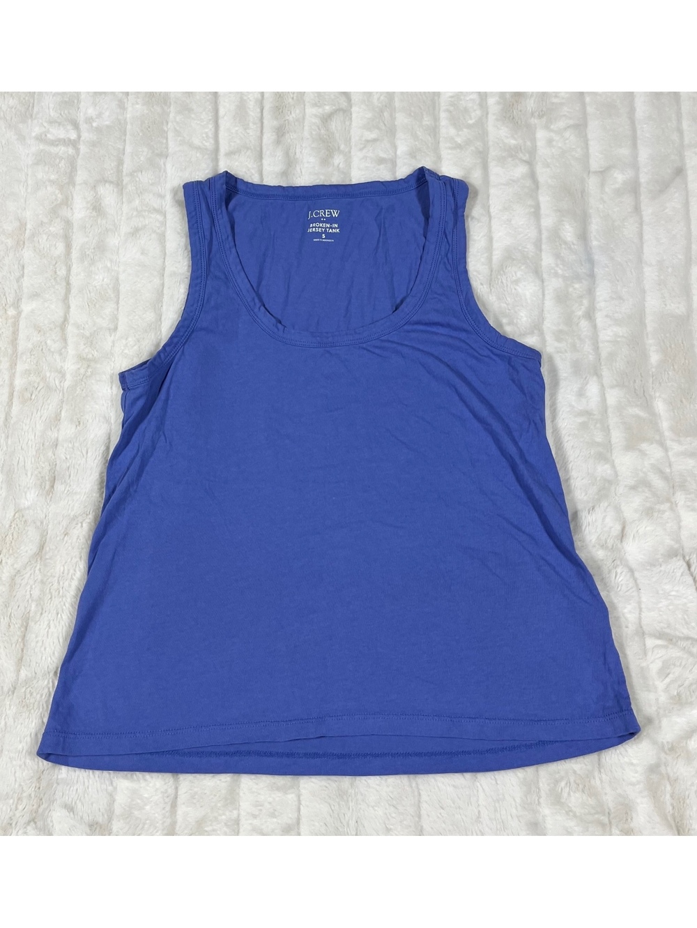 J. Crew S Women's Blue Broken-In Jersey Casual Fall Spring Solid Preppy Tank
